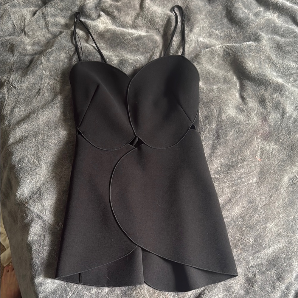 Acler Black Asymmetrical Cut Out Camisole